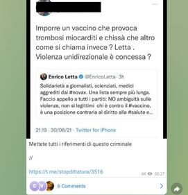 Le chat dei no vax, tra  3