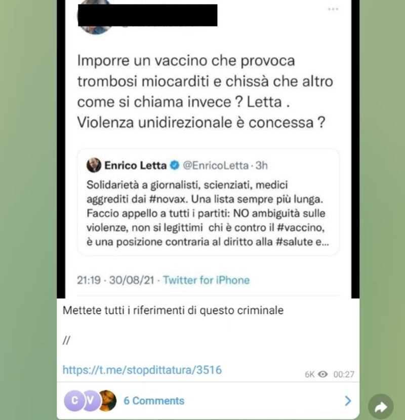 Le chat dei no vax, tra 3