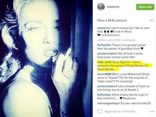 Madonna, gaffe social. La donna nella foto non è lei