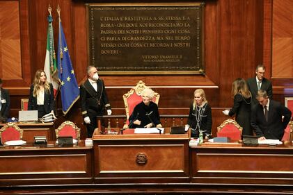 La senatrice a vita Liliana Segre pronuncia il suo discorso al Senato 3