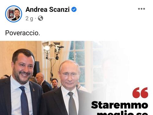 Scanzi contro Salvini per la foto con Putin, ma "taglia" Conte e Di Maio