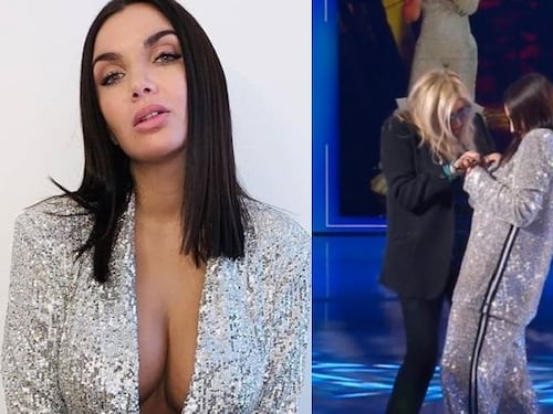 Elettra Lamborghini va fuori di seno a Domenica in: "Ho lo scotch sulle tett*"