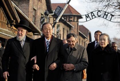 Ban Ki-moon in vista al campo di concentramento di Auschwitz-Birkenau 8