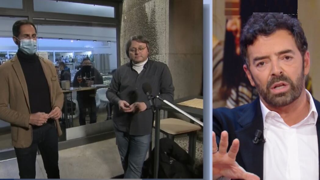 "No mask, arrivederci", "Che fa mi censura?". Alberto Matano chiude il collegamento