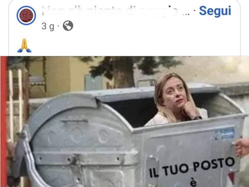 "Il tuo posto è qua". Il fotomontaggio della vergogna del M5s contro Meloni