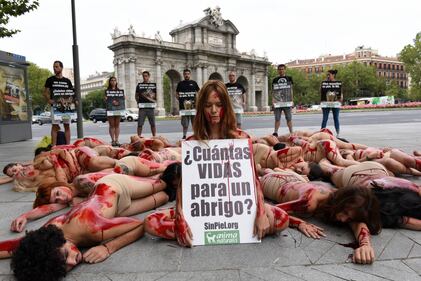Madrid, la protesta choc degli animalisti 5