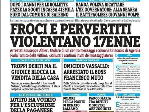 "Froci e pervertiti violentano 17enne" Polemica per il titolo