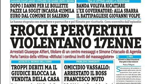 Titolo quotidiano stupro Salerno