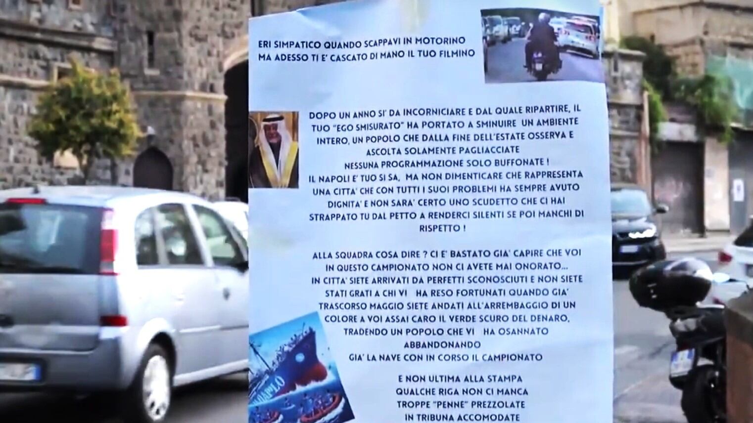 Napoli tappezzata di volantini contro De Laurentiis e la squadra: "Solo buffonate, vogliamo rispetto"