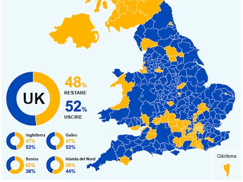 Brexit, la mappa del voto: Scozia, Nord Irlanda e Londra pro-Remain