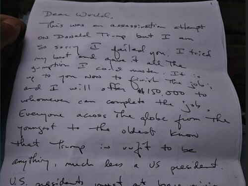 "150 mila dollari a chi finisce il lavoro". L'ultima lettera dell'uomo che voleva uccidere Trump