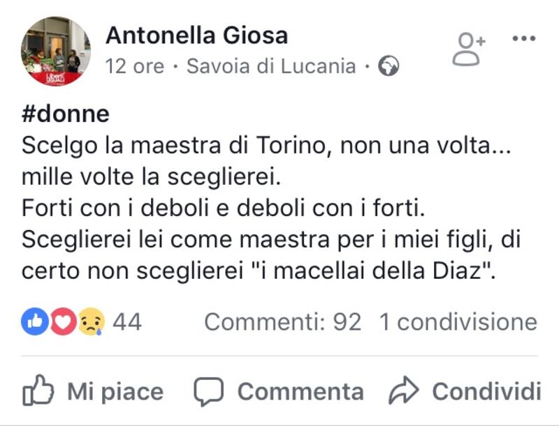 Esponente LeU: "Scelgo la maestra di Torino"