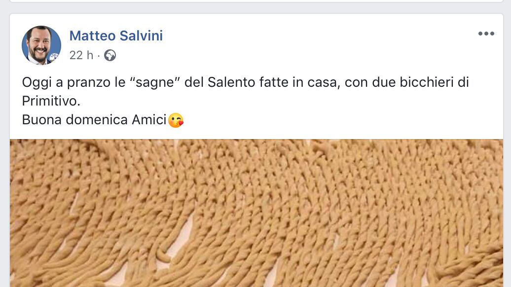 Salvini “ncannulato” pranza da leghista del Sud
