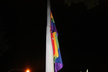 Blitz Foro753 contro le bandiere Lgbt dell'Eur 4