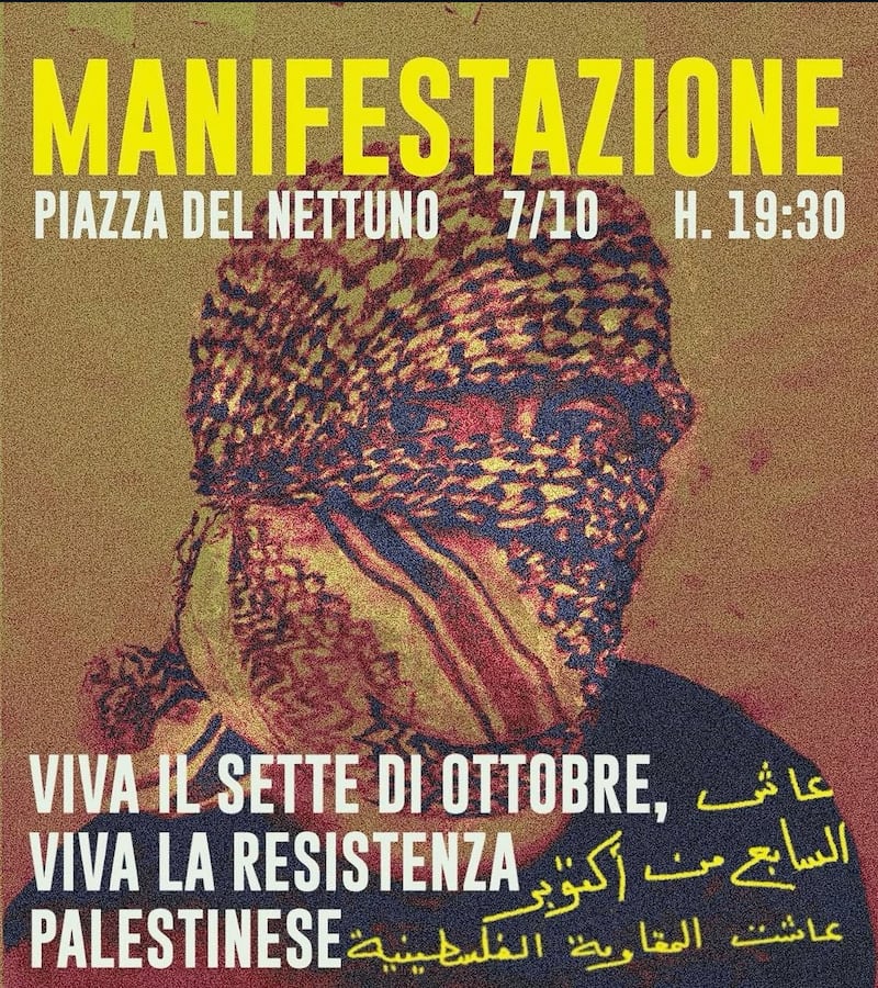 "Manifestazione vietata", "Ci vediamo in piazza". La minaccia dei Giovani Palestinesi per il 7 ottobre