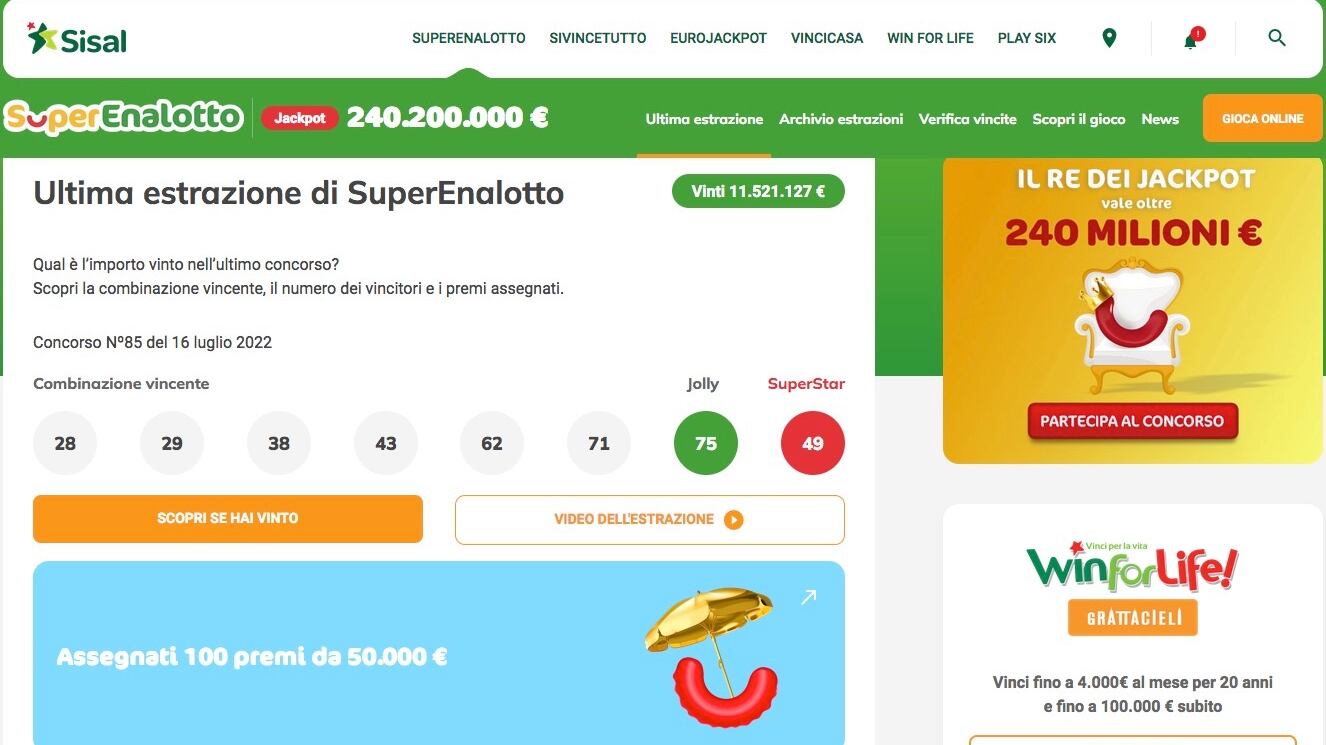 SuperEnalotto "Super Estate", vinti 300 premi da 50mila euro