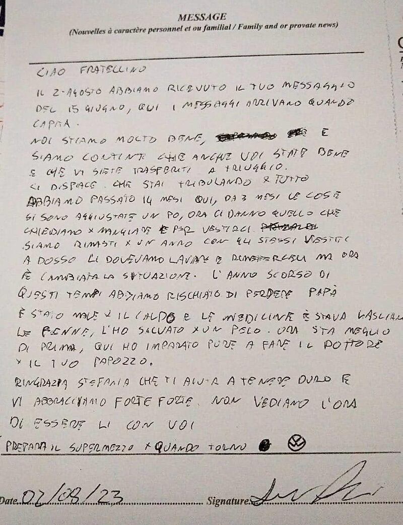 Lettera 8 agosto 2023.