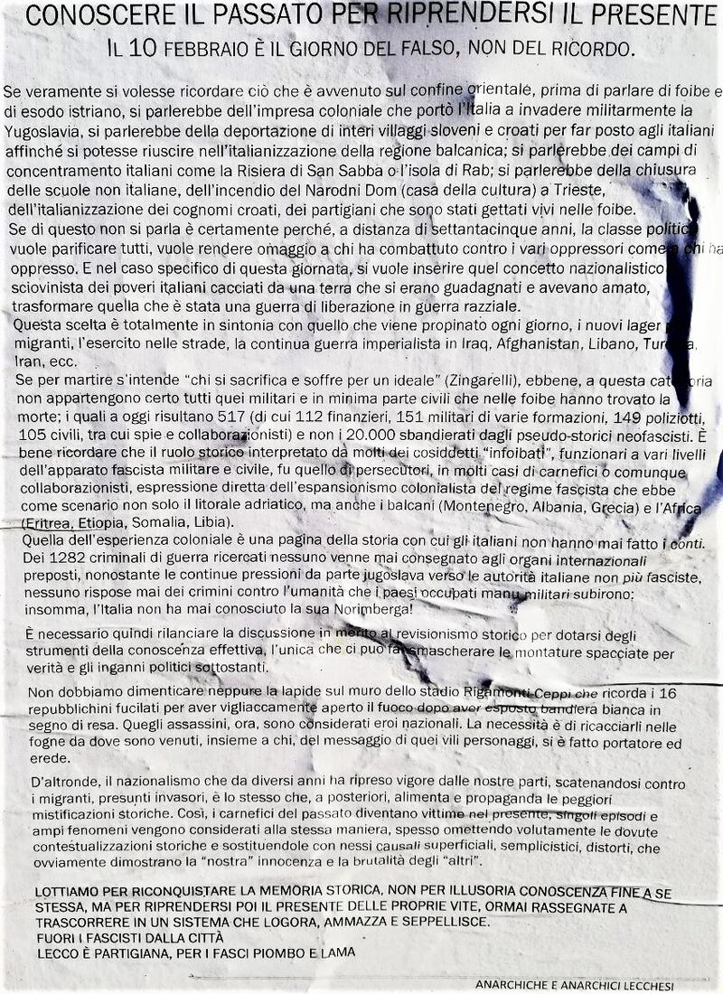 L'oltraggio alla memoria delle Foibe 2