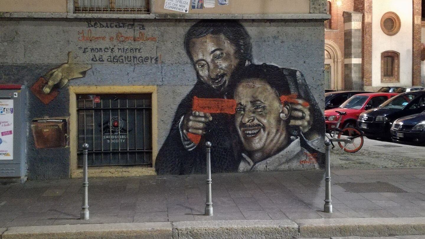 Ripulito murales di Falcone e Borsellino sfregiato a Milano