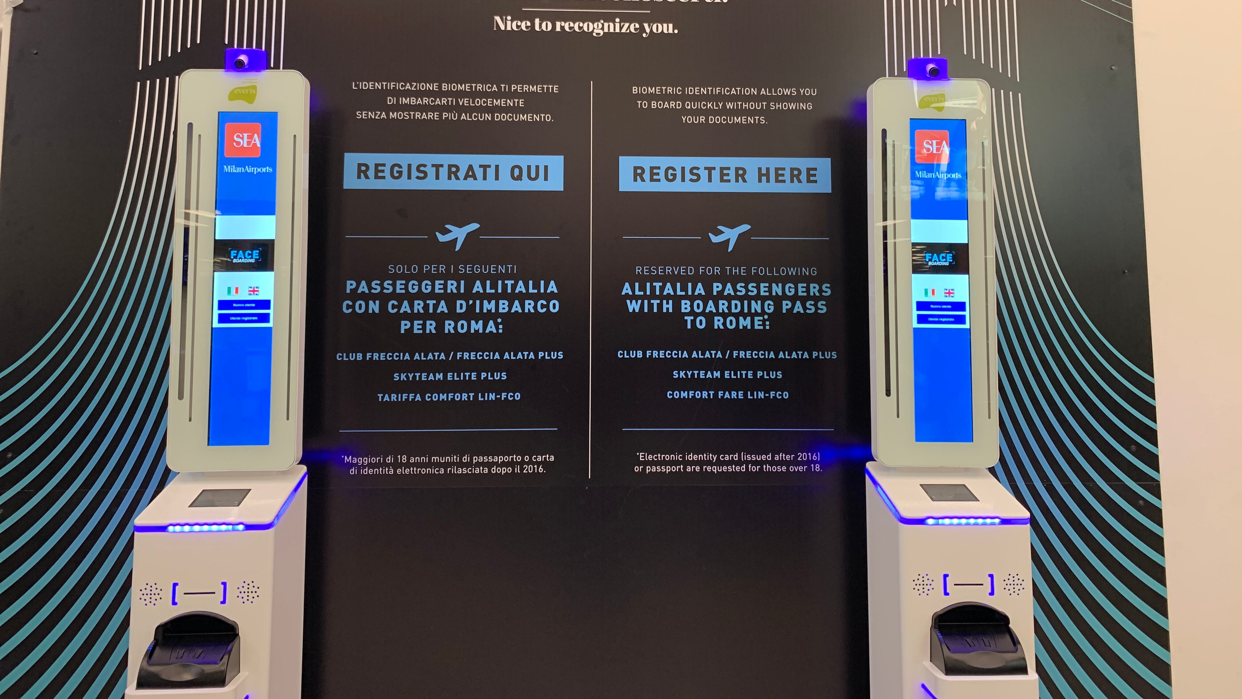 Il face boarding sbarca a Linate: imbarchi senza documenti e code