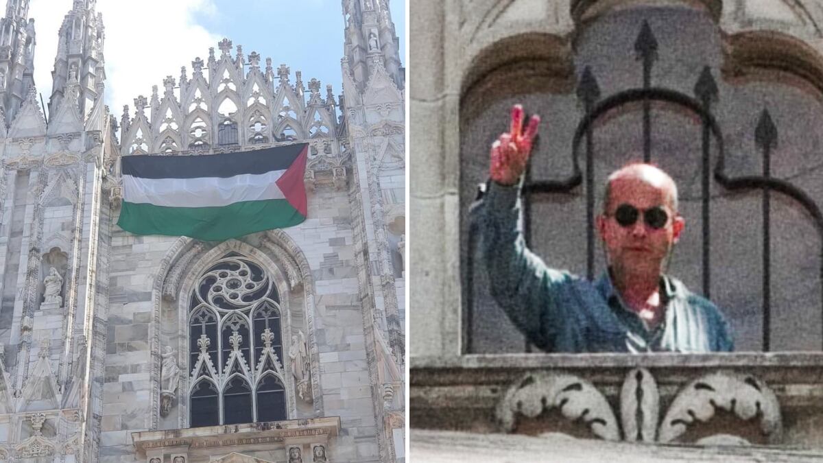 Sulla facciata del Duomo spunta la bandiera della Palestina. Ecco cosa è successo
