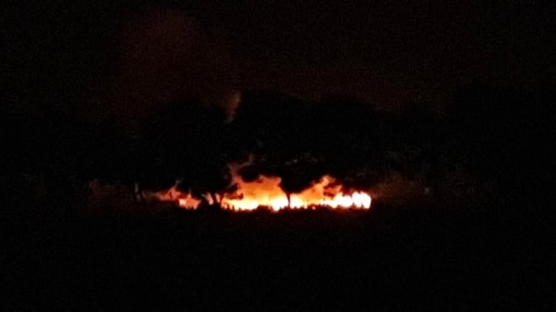 Le fiamme nella baraccopoli di Borgo Mezzanone