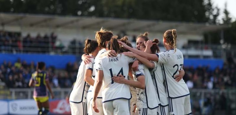 Esultanza delle giocatrici azzurre della Nazionale