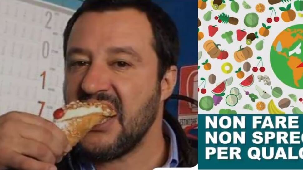 Pd usa foto di Salvini contro spreco alimentare: "Non fate come lui"