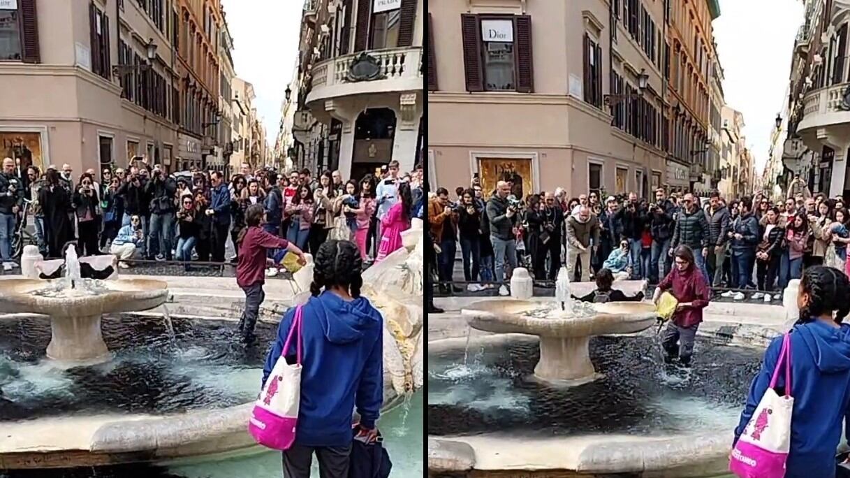 Vernice nera nella Barcaccia di piazza di Spagna, blitz di Ultima generazione a Roma