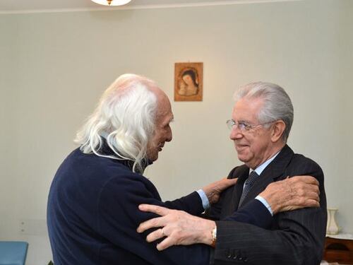 Monti in visita da Pannella