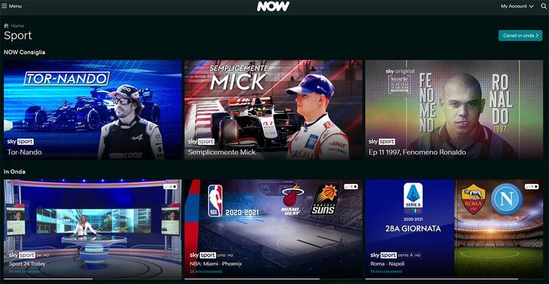 Now: lo sport
