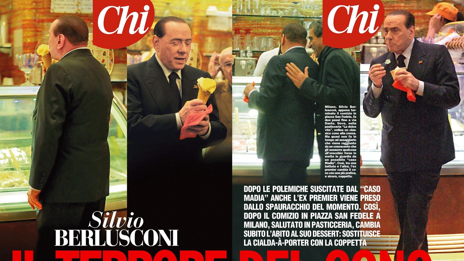 Dopo le polemiche sul "caso Madia", il Cav cambia il cono con la coppetta
