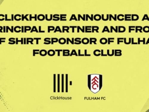ClickHouse nominata Principal Partner e Front of Shirt Sponsor del Fulham Football Club