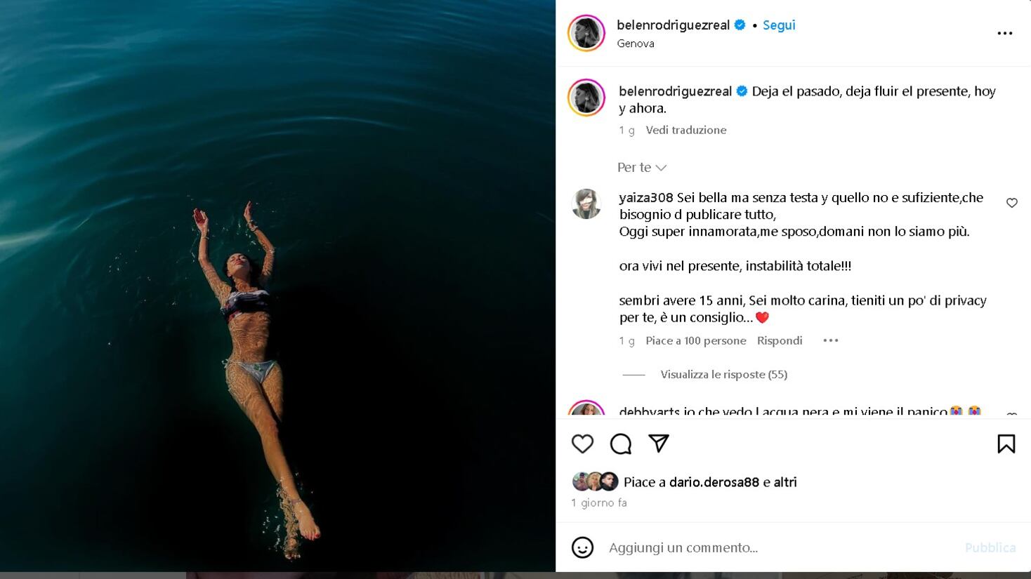 "Lascia fluire il passato...". Il significato nascosto dietro la foto (sexy) di Belen Rodriguez