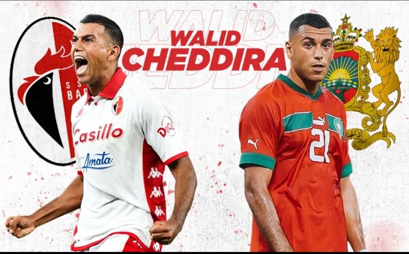 Cheddira con le maglie del Bari e del Marocco