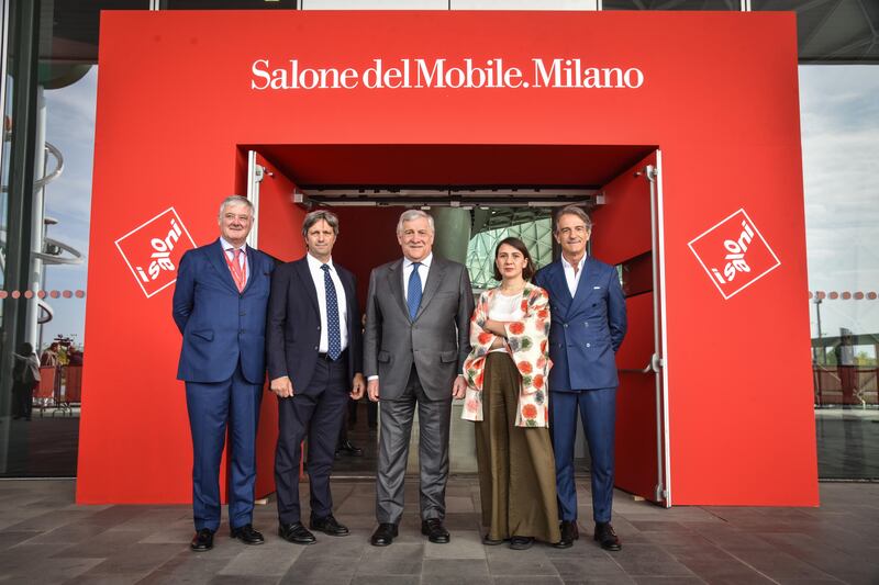 Il ministro degli esteri Tajani al salone del Mobile 2023