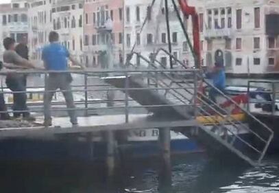 Venezia, cede il ponte: 12 vip in acqua 4