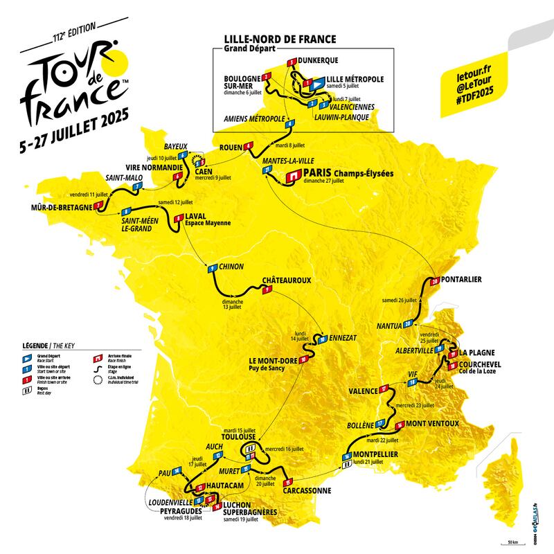 Tour de France 2025 percorso