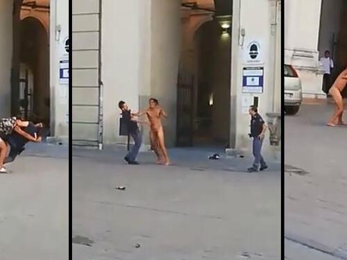 Calci, pugni e schiaffi agli agenti. La furia dell'immigrato (nudo)