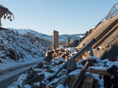 La neve è caduta su Amatrice