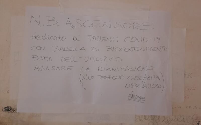 Ascensore Covid con rifiuti ospedalieri tossici 1