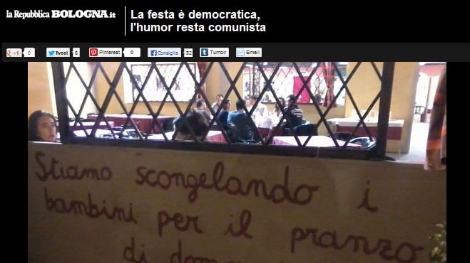 Macabra ironia alla Festa democratica di Bologna