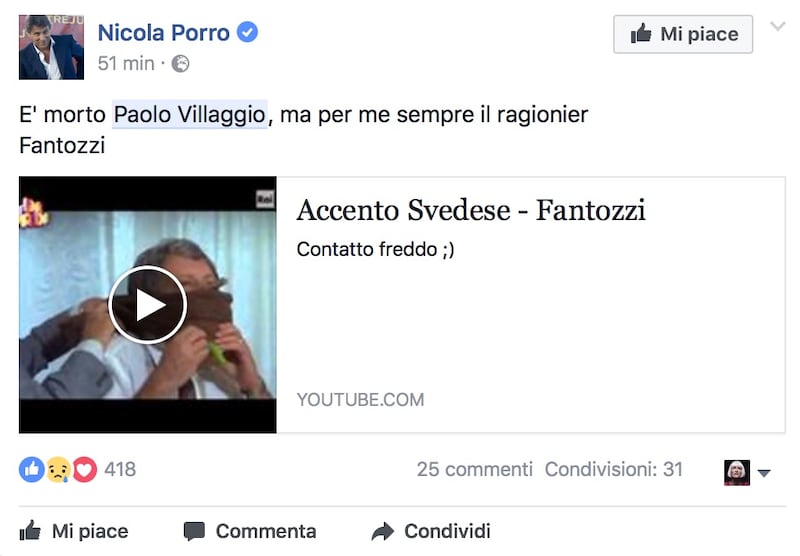 Paolo Villaggio, il messaggio dei vip 18