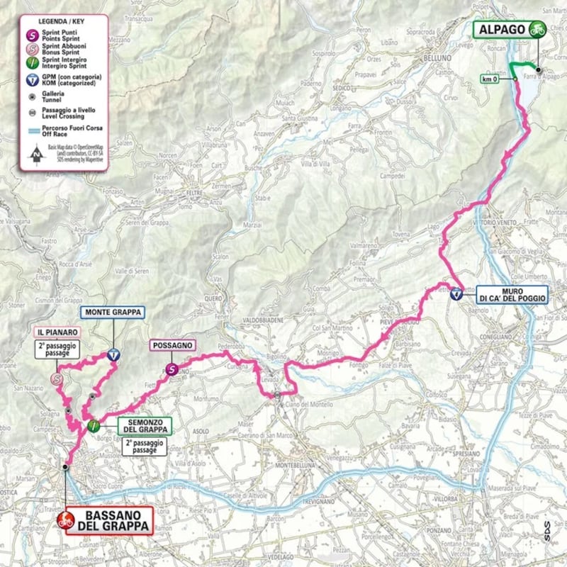 Giro 2024 tappa 20 planimetria