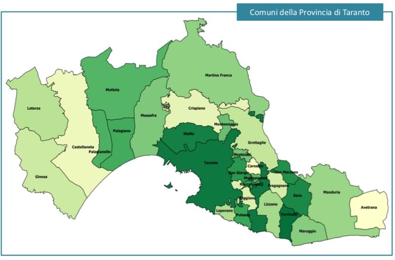 Mappa tumori provincia di Taranto