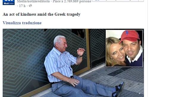 Ricordate l'anziano greco disperato? Per lui un bel colpo di fortuna