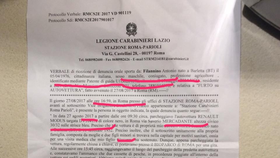 Roma, furto in auto: "Datemi almeno la cartella clinica di mio figlio"