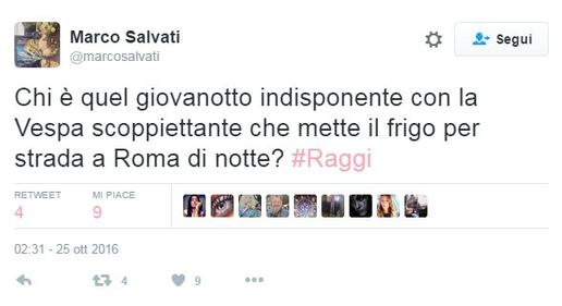 Raggi: "Troppi frigoriferi per strada". E su Twitter è subito #frigogate 2