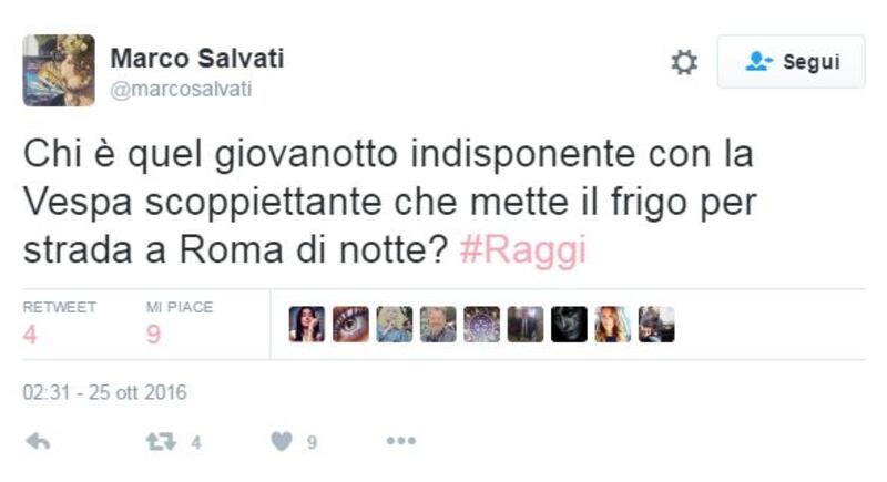 Raggi: "Troppi frigoriferi per strada". E su Twitter è subito #frigogate 2