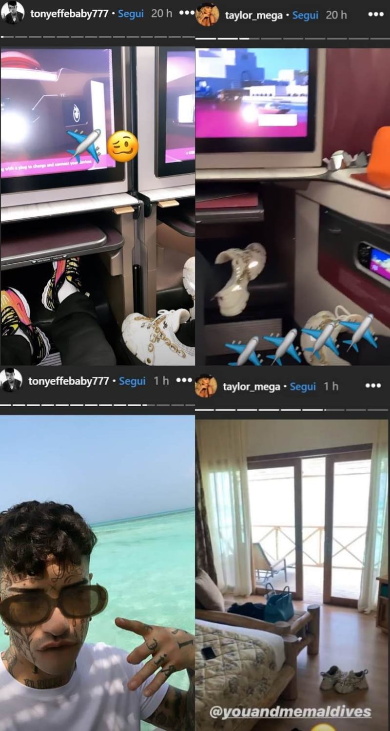 Tony Effe e Taylor Mega alle Maldive
